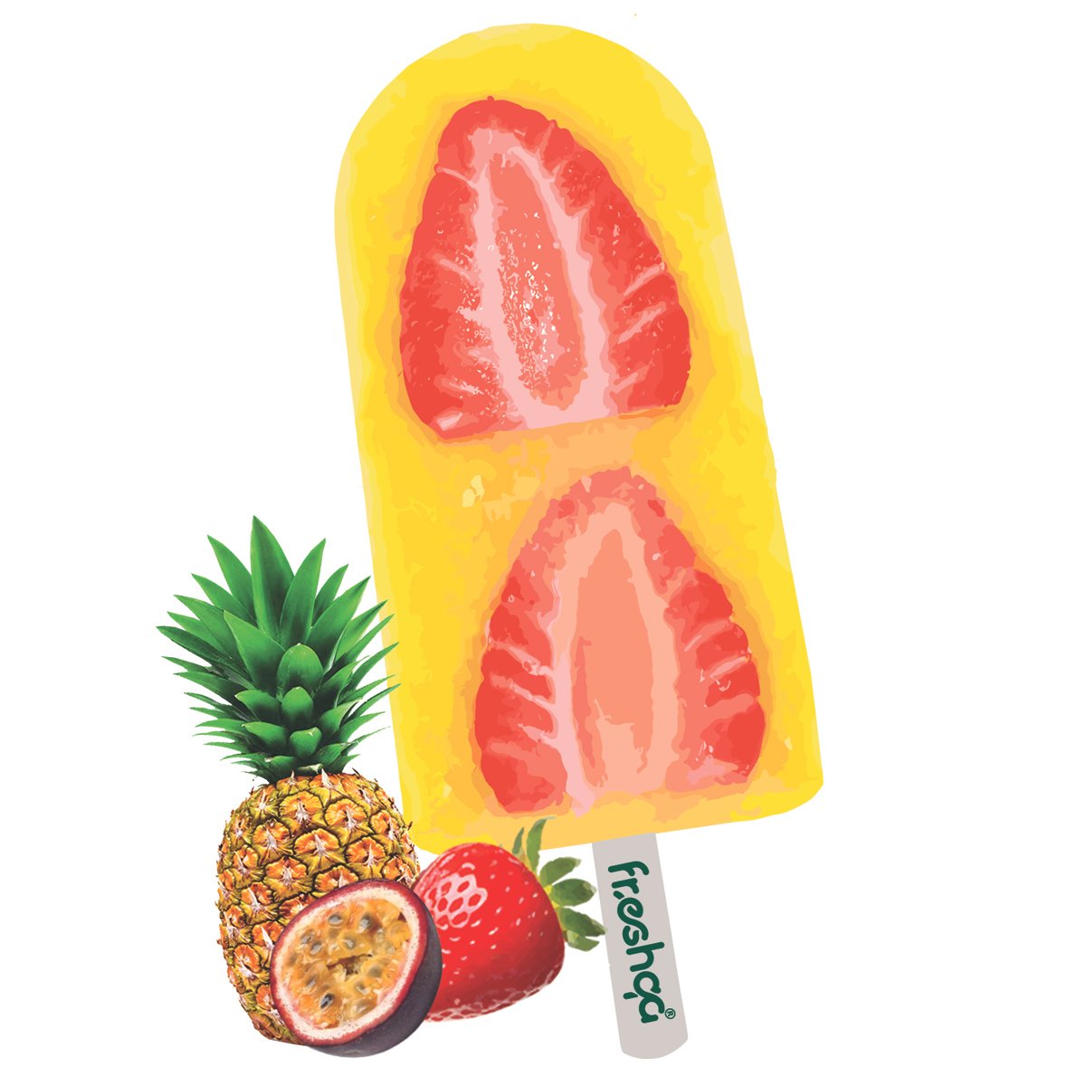 Passion, Pineapple & Slices Strawberries Natural Pops
