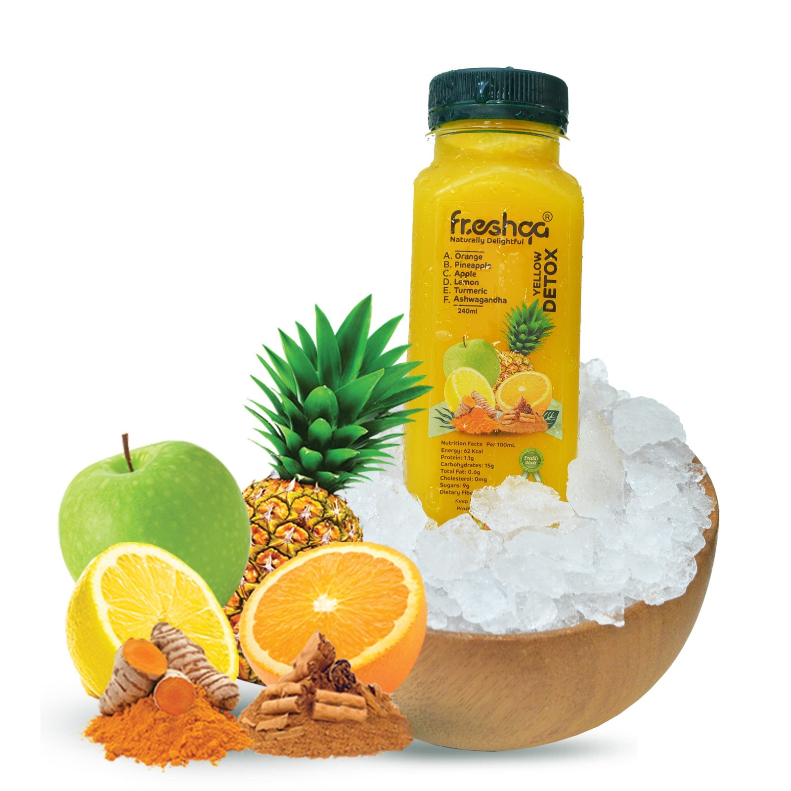 Detox Yellow (apple, pineapple,lemon, orange,Turmeric ashwagandha)